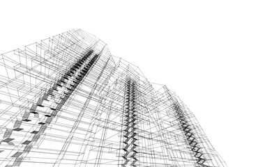 Abstract architectural drawing 3d illustration