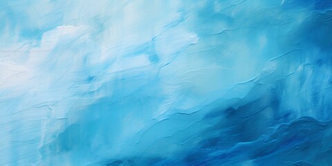 Texture of azure blue paint abstract background. Oil painting on canvas. A fragment of a work of...