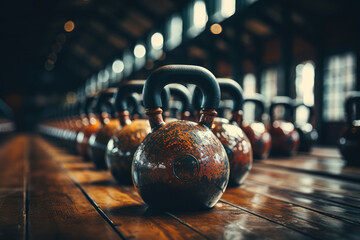 A person lifting kettlebells in a gym, showcasing the resurgence of kettlebell training in fitness routines. Generative Ai. - obrazy, fototapety, plakaty