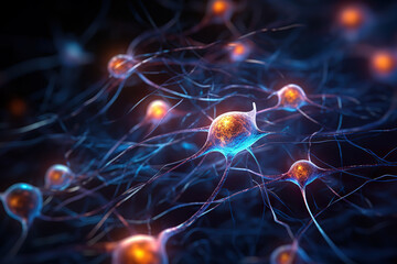 Illuminating Connections Neuron Cells Alight with Glowing Energy Forge a Network of Knowledge. created with Generative AI