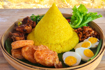 traditional yellow rice in Indonesia cuisine