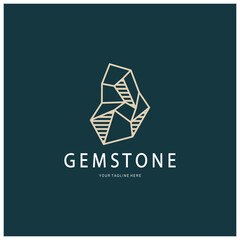 Luxury Polygon Diamond Crystal Line Art,Gem,Gemstone Emerald,Jade,Diamond, Gold, and Precious Jewelry Logo Design