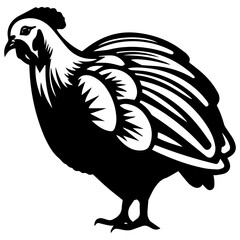 Silhouette turkey on white background. Farm animals collection. Icon