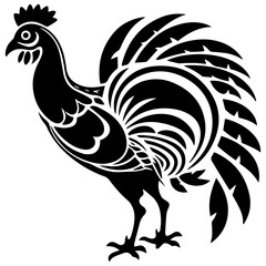 Silhouette turkey on white background. Farm animals collection. Icon