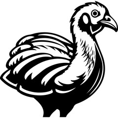 Silhouette turkey on white background. Farm animals collection. Icon