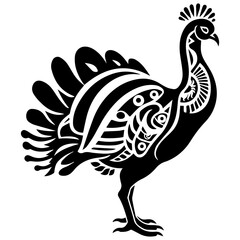 Fototapeta premium Silhouette turkey on white background. Farm animals collection. Icon