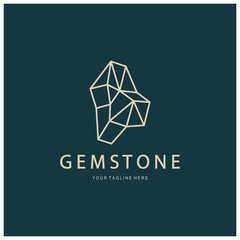 Luxury Polygon Diamond Crystal Line Art,Gem,Gemstone Emerald,Jade,Diamond, Gold, and Precious Jewelry Logo Design