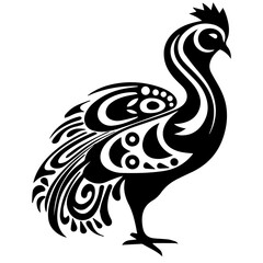 Fototapeta premium Silhouette turkey on white background. Farm animals collection. Icon
