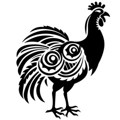 Silhouette turkey on white background. Farm animals collection. Icon