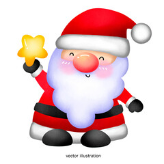 Christmas Santa Claus Gnome  with star  vector illustration