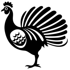 Silhouette turkey on white background. Farm animals collection. Icon
