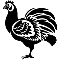 Silhouette turkey on white background. Farm animals collection. Icon