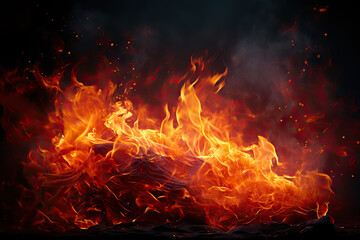 Fototapeta na wymiar Inferno Illuminance Captivating Fire Display on a Dark Background - Perfect for Wallpaper Use. created with Generative AI