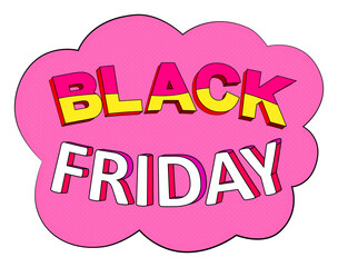Black Friday retro colorful text on a pink background. Vector illustration.