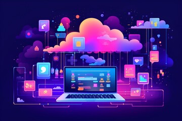 Illustration of cloud storage, generative AI