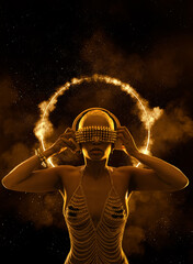 Hot dancer woman. Portrait of sexy TDJ girl at the night club party. Mixtape or book covers - download high resolution picture for your song or music clip.