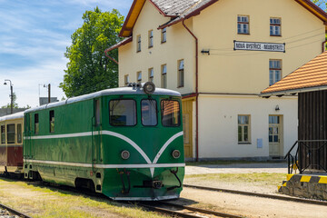 Narrow gauge railway Jindrichuv Hradec to Nova Bystrice, station Nova Bystrice, Czech Republic