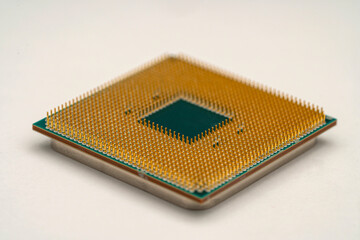 Computer CPU on white background close up.