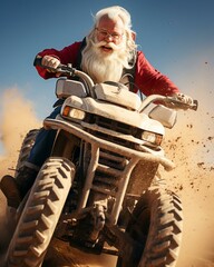 Santa Claus delivery . Christmas holiday. Magical realistic close-up view. For postcard poster and advertising. Creative illustration