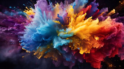 Holi Festival colorful rainbow paint color powder explosion 25th March Generative AI