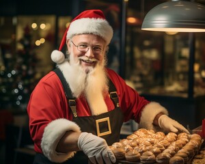 Santa Claus smiling . Christmas holiday. Magical realistic close-up view. For poster postcard and advertisement. Creative illustration