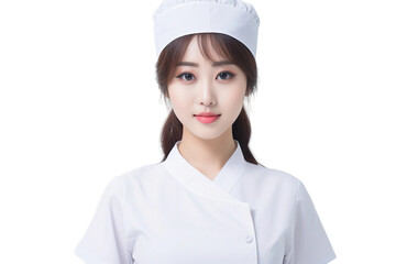 Asian Girl Dressed as a Nurse on a Transparent Background.