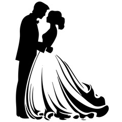 wedding couple silhouette vector template design