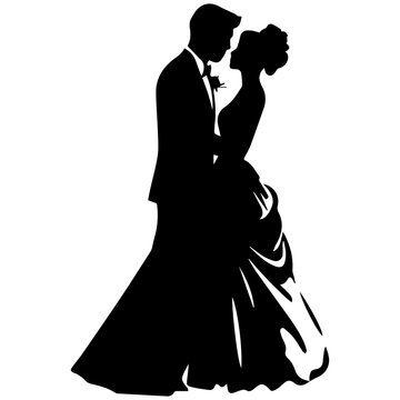 recommend clip art: wedding couple silhouette vector template design
