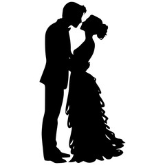 wedding couple silhouette vector template design