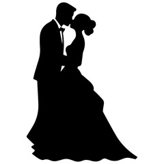 wedding couple silhouette vector template design