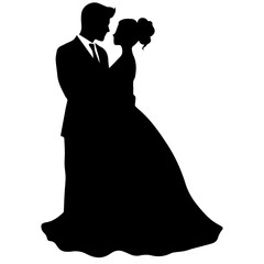 wedding couple silhouette vector template design