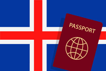 Iceland Passport. Iceland Flag Background. Vector illustration