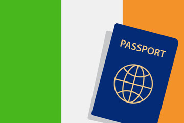 Ireland Passport. Ireland Flag Background. Vector illustration