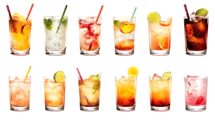 Fotobehang Collection of drinks isolated on white background © Arqumaulakh50