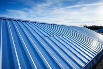 Foto op Plexiglas Metal sheet roofing on a commercial building. Generative AI © Hesper