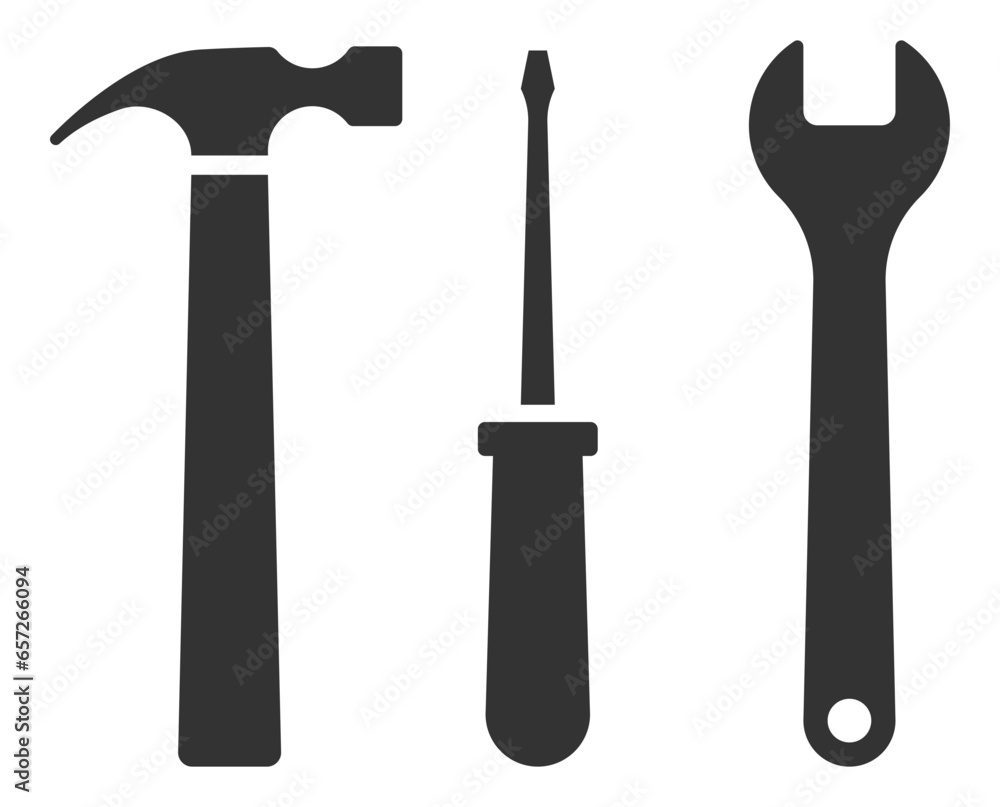Poster tools vector wrench icon. spanner logo design element. key tool isolated on white background.