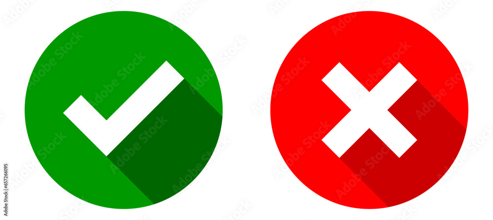 Poster cross and check mark icon vector symbol set.