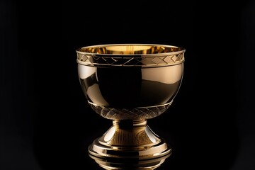 Golden champion cup on black background. Generative AI
