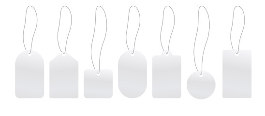 Labels vector design. White label shapes template. 