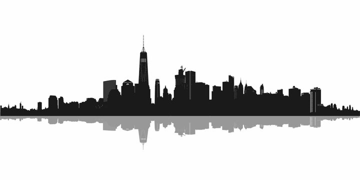 New York city skyline, city skyline silhouette illustration.