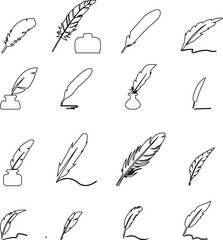 Quill and Ink Glyph Icon. ink icon, isolated craft outline icon in white background, perfect for website, blog, logo, graphic design, - obrazy, fototapety, plakaty