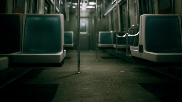 empty subway wagon using New York city public transportation system