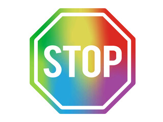 Rainbow stop warning sign flat icon street symbol on transparent background