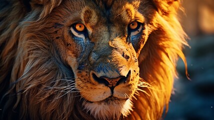 Beautiful close-up photograph of a majestic lion Ai generated art