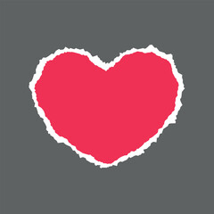 Naklejka na ściany i meble Torn red paper heart. Heart-shaped paper. Vector illustration