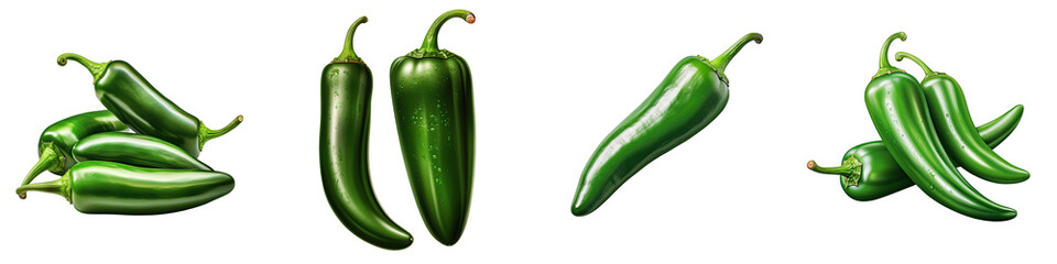jalapeno peppers  Vegetable Hyperrealistic Highly Detailed Isolated On Plain White Background - obrazy, fototapety, plakaty