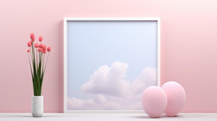 Fototapeta na wymiar pink tulips in the window. Generative AI 