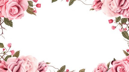 Fototapeta na wymiar pink roses frame. Generative AI 