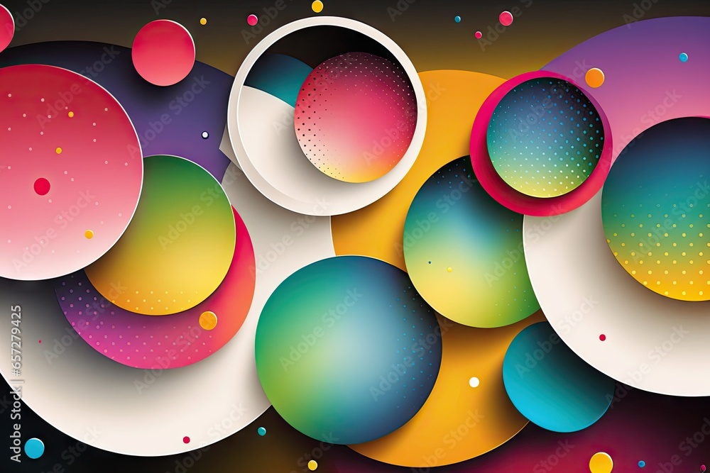 Poster abstract colorful background with circles and dots