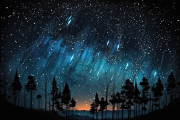 Fototapeta na wymiar Milky Way over pine forest at night